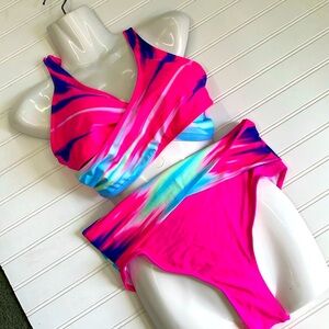 Fashion Two Piece Criss Cross Watercolor Bikini 👙